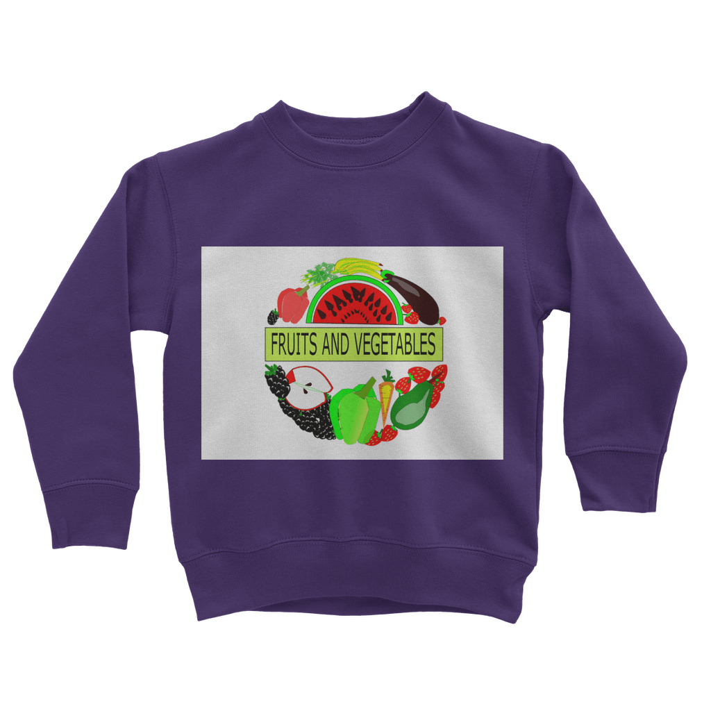 Classic Fruits And Vegetables Design Kids Sweatshirt - Mercy Abounding