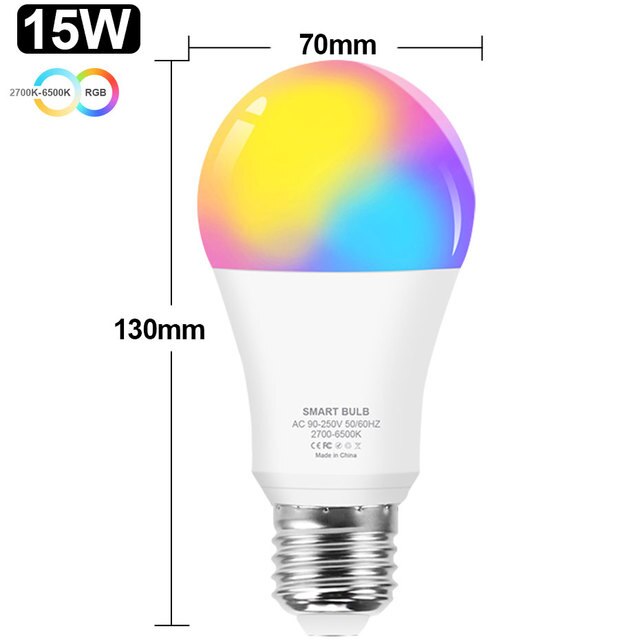 Smart Light Bulb RGB Dimmable Lamp 8W 12W 15W Voice Control