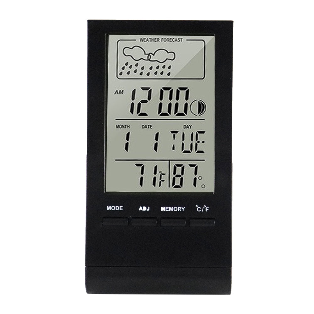 Digital Thermometer Hygrometer Indoor Humidity Meter Gauge Clock