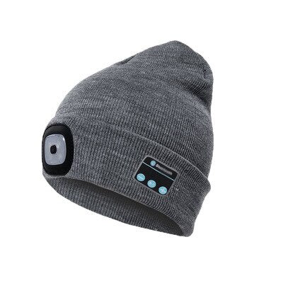 Unisex LED knitted warm winter beanie Headphones hat