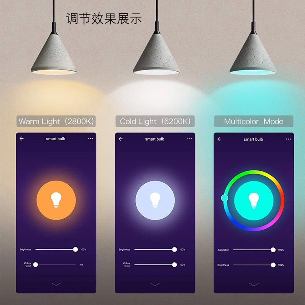 Bulb Light 15W WiFi Dimmable  E27 RGB Alexa Echo Google Home