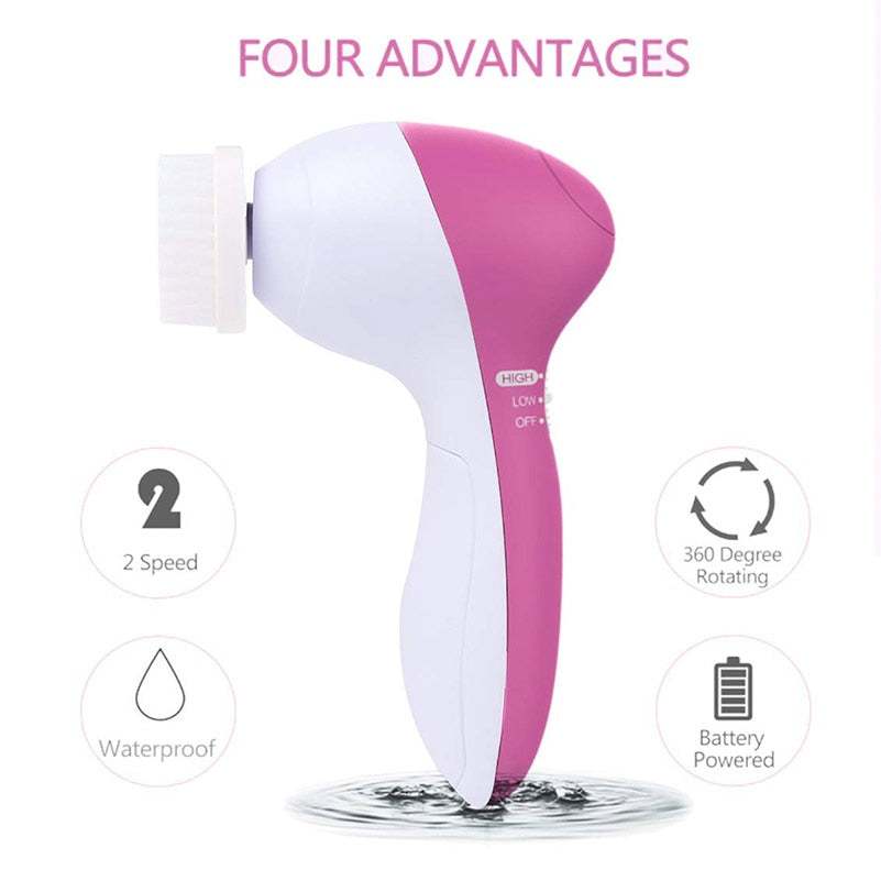 Waterproof Silicone Facial Brush Pore 5 in 1 Massage