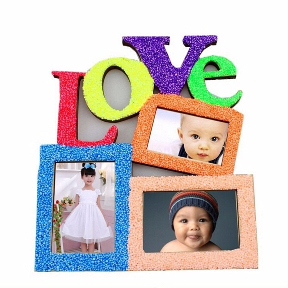 White Base Love Hollow  Wooden Family Photo Picture Frame