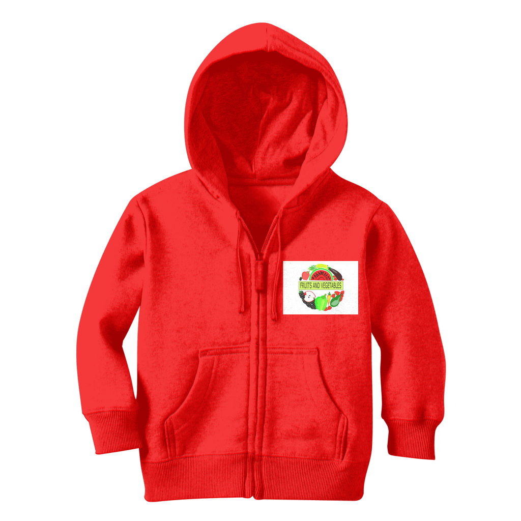 Soft Fabric Fruits And Vegetables Design Classic Kids Zip Hoodie - Mercy Abounding