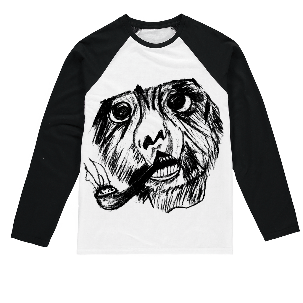 Classic Smoking Monkey Long Sleeves Baseball T-Shirt 1PCS - Mercy Abounding