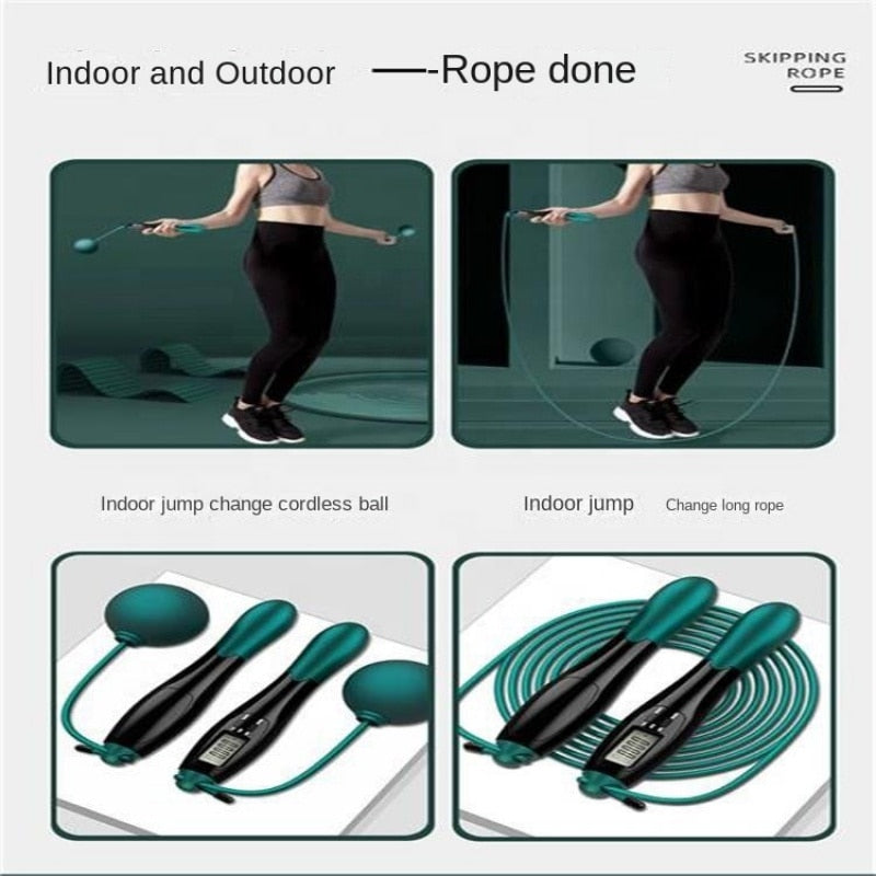 Rope Electronic Skipping Jumping Cordless LCD Screen Exercise