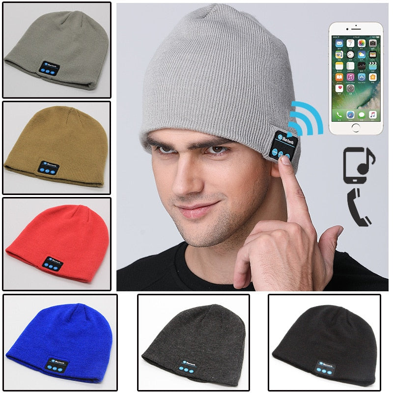 Beanie USB rechargeable wireless music headphones speaker hat