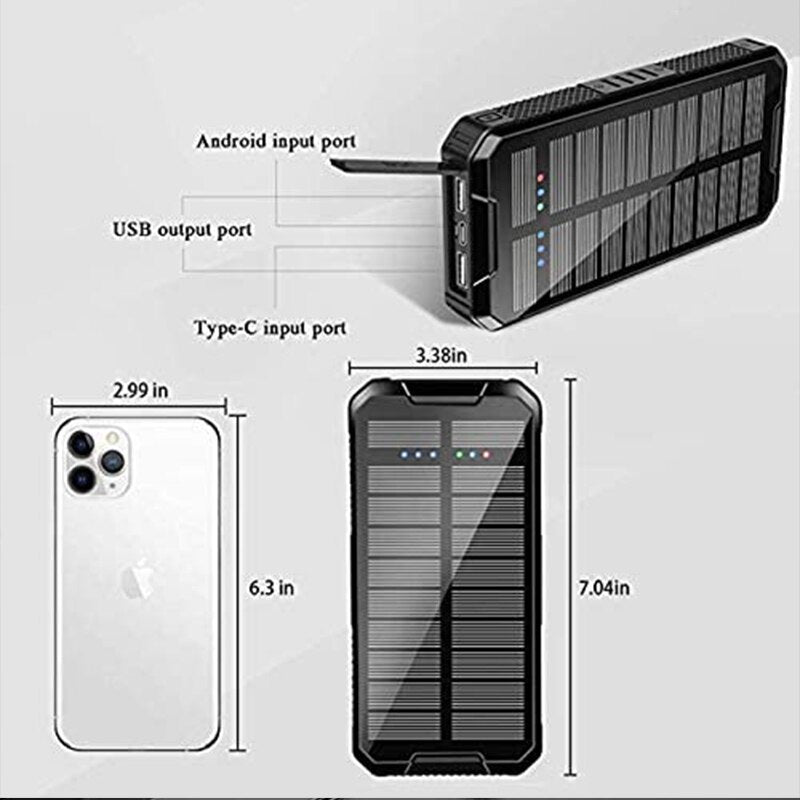 Wireless Solar Panel Power Bank 80000 mA for iPhone Samsung