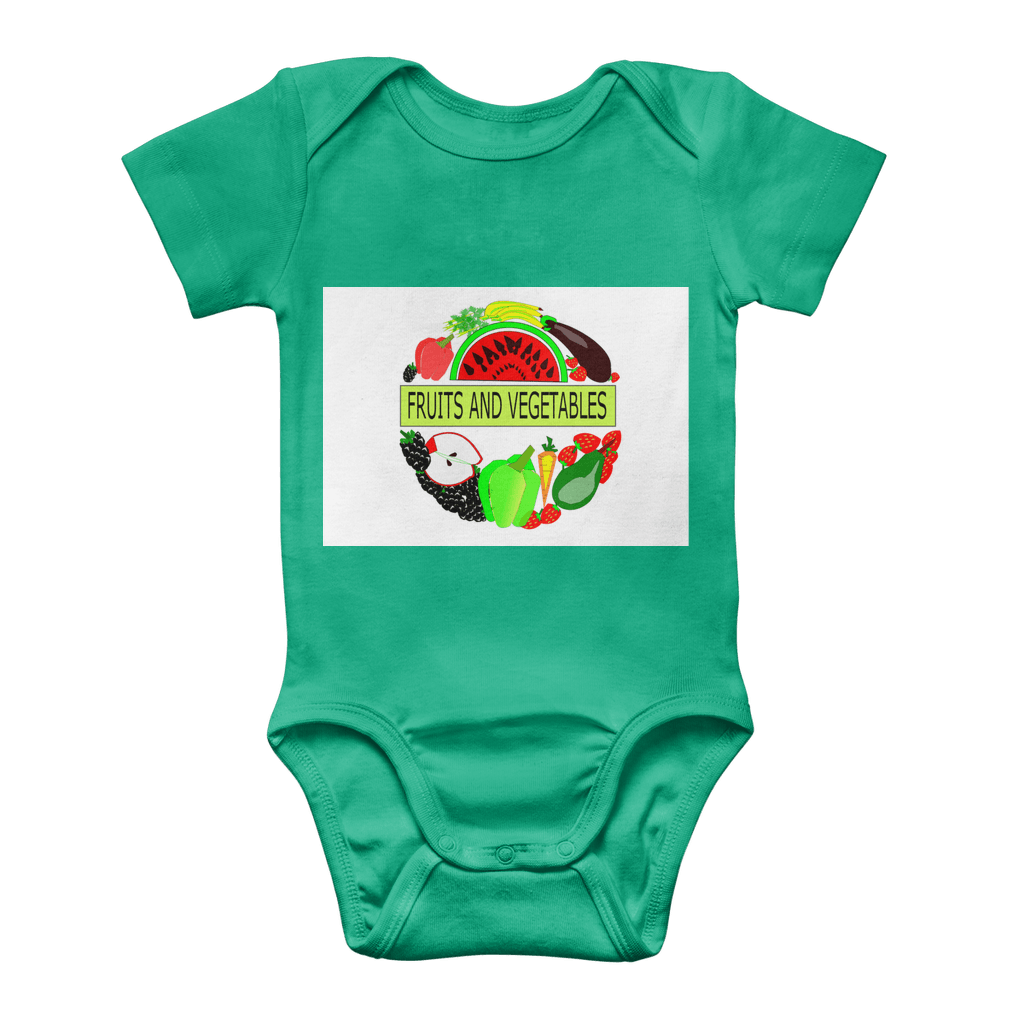 Classic Fruits And Vegetables Design Baby Short Sleeve Bodysuit - Mercy Abounding