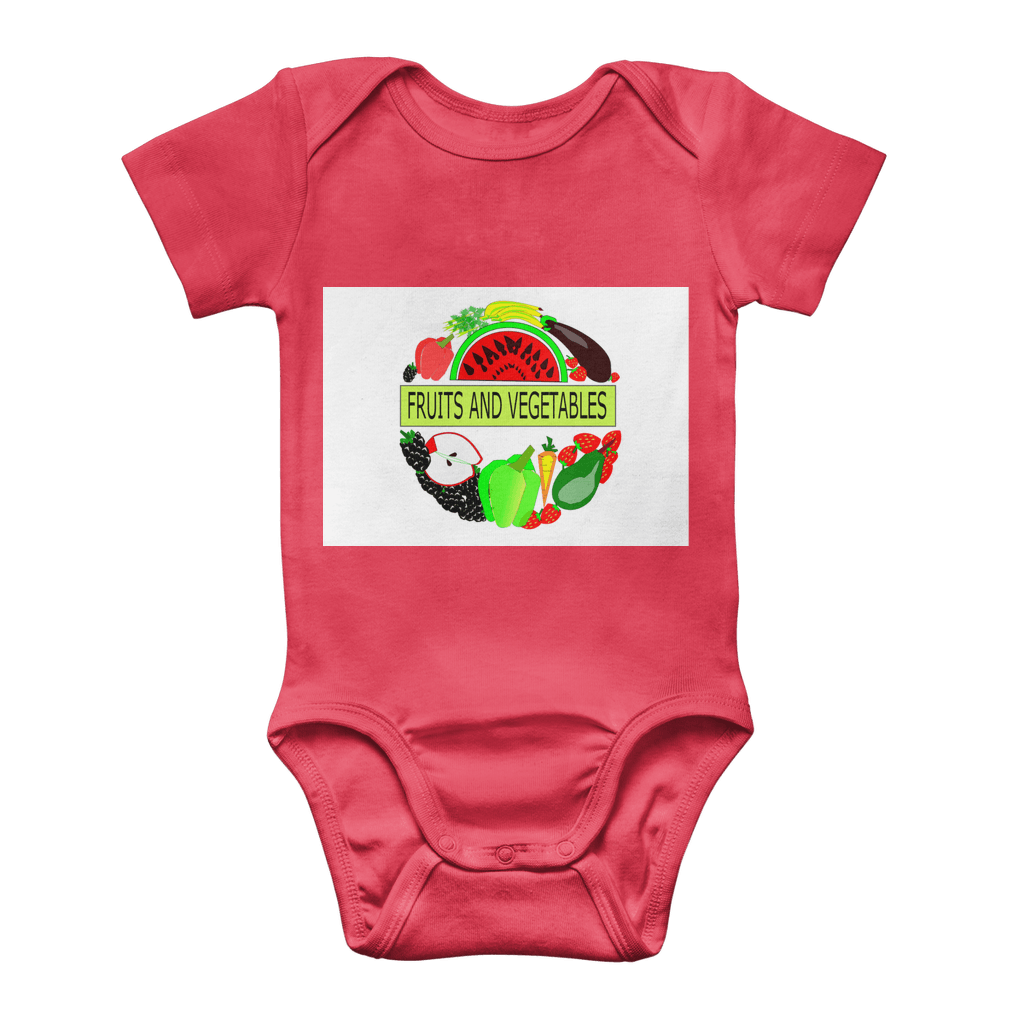 Classic Fruits And Vegetables Design Baby Short Sleeve Bodysuit - Mercy Abounding