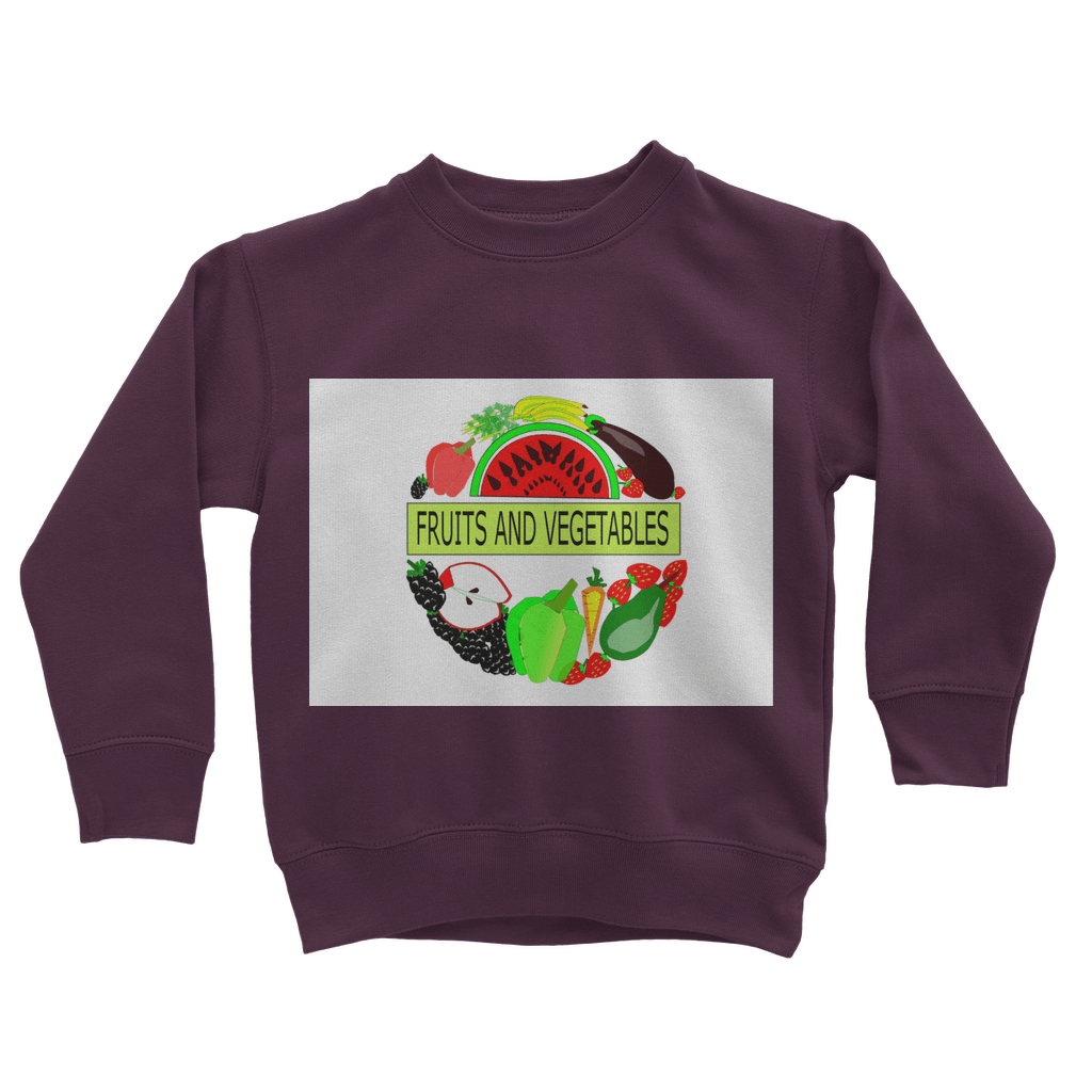 Classic Fruits And Vegetables Design Kids Sweatshirt - Mercy Abounding