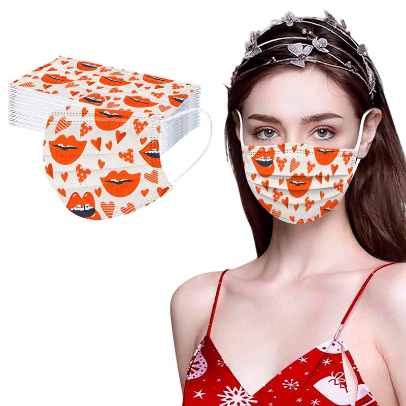 Adult Valentine Wedding Love Heart Reusable Washable Gifts Face Mask