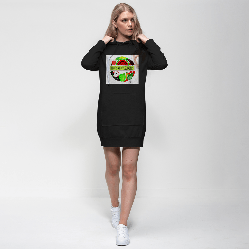 Comfortable Long Sleeves Fruits And Vegetables Design Adult Hoodie Dress - Mercy Abounding