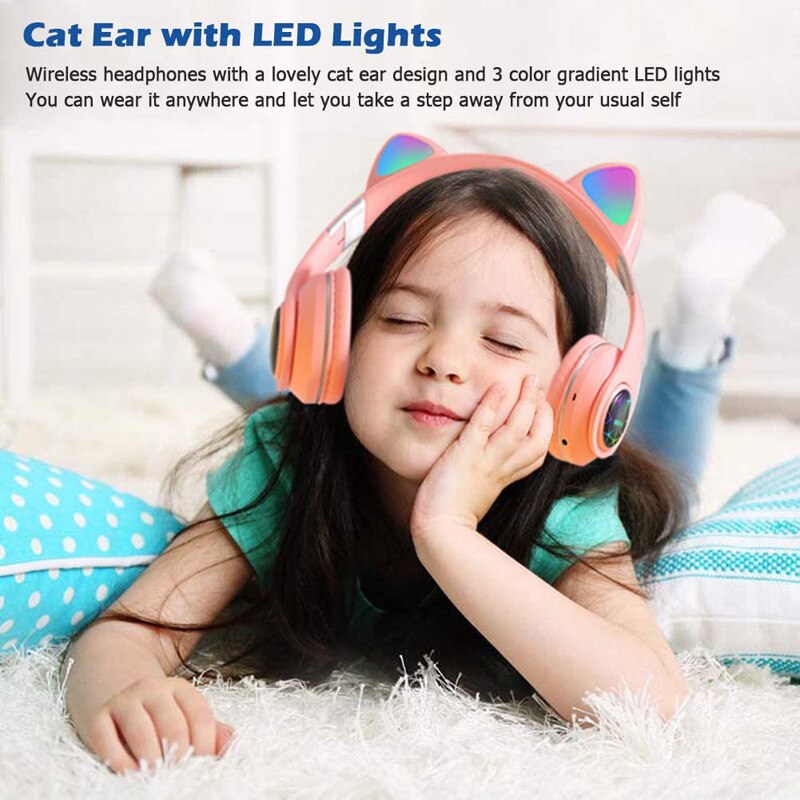 Foldable Kids Cat Unicorn Headphones Stereo Headset