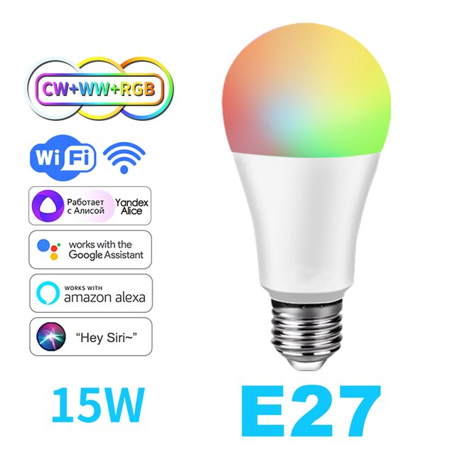 Bulb Light 15W WiFi Dimmable  E27 RGB Alexa Echo Google Home