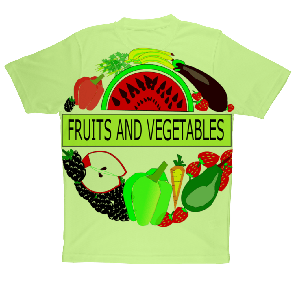 Gorgeous Polyester Crew Neck Fruits And Vegetables Design Adult Children T-Shirt - Mercy Abounding