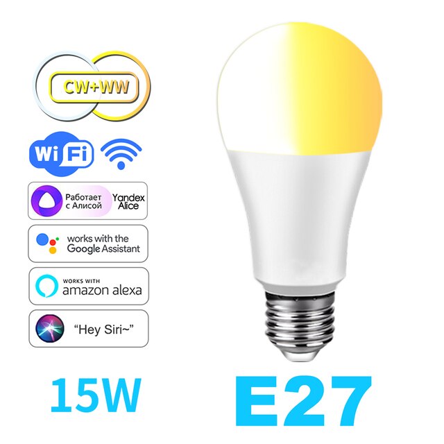 Bulb Light 15W WiFi Dimmable  E27 RGB Alexa Echo Google Home