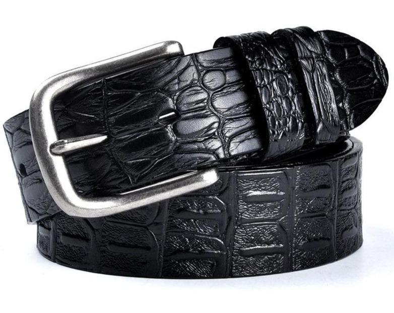 Luxury Men's Crocodile Leather Designer Belt Silver Metal Buckle - Mercy Abounding