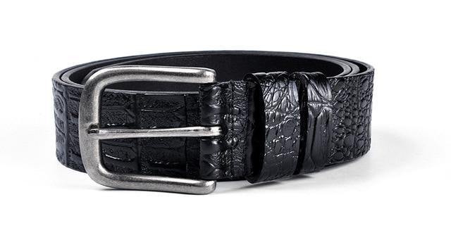 Luxury Men's Crocodile Leather Designer Belt Silver Metal Buckle - Mercy Abounding