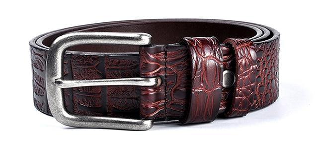 Luxury Men's Crocodile Leather Designer Belt Silver Metal Buckle - Mercy Abounding