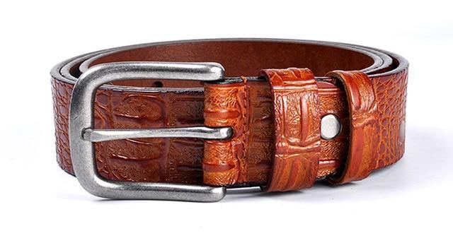 Luxury Men's Crocodile Leather Designer Belt Silver Metal Buckle - Mercy Abounding