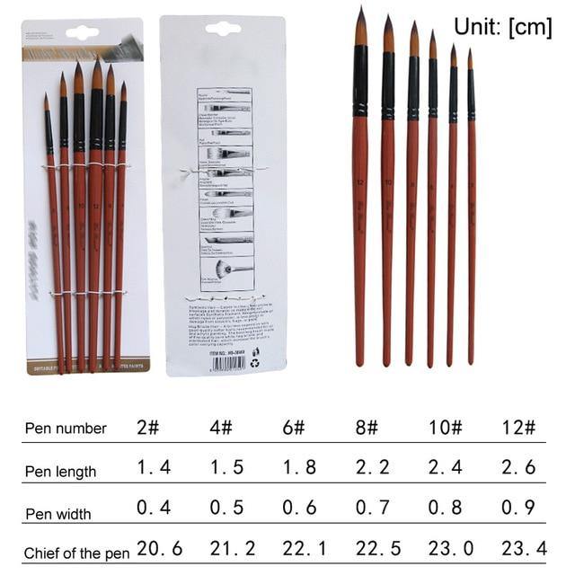 Paint Brushes Set Nylon Hair Art & Craft 6 Pcs: Art & Craft - Mercy Abounding