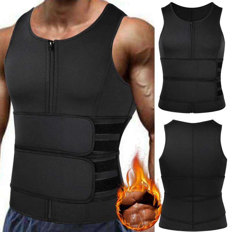 Men Weight Loss Sweat Vest Double Tummy Control Belts Body Shaper - Mercy Abounding