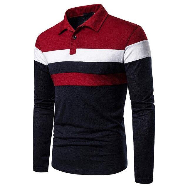 Men's Casual POLO Stitching Long Sleeve T-Shirt - Mercy Abounding