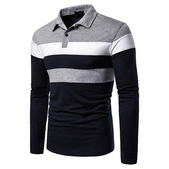 Men's Casual POLO Stitching Long Sleeve T-Shirt - Mercy Abounding